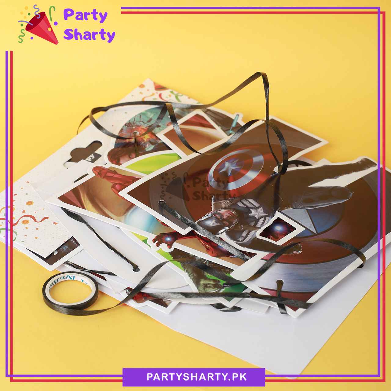 13pcs Avengers Theme Happy Birthday Card Banner For Theme Based Birthday Decoration and Celebration