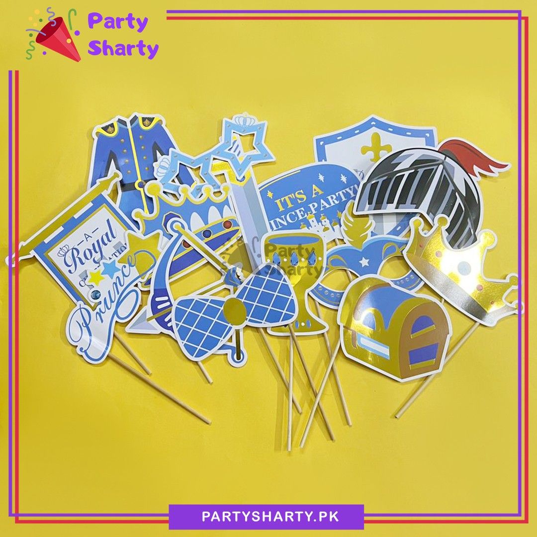 15pcs Royal Prince Theme Party Photo Props For Royal Prince Theme Party Celebration