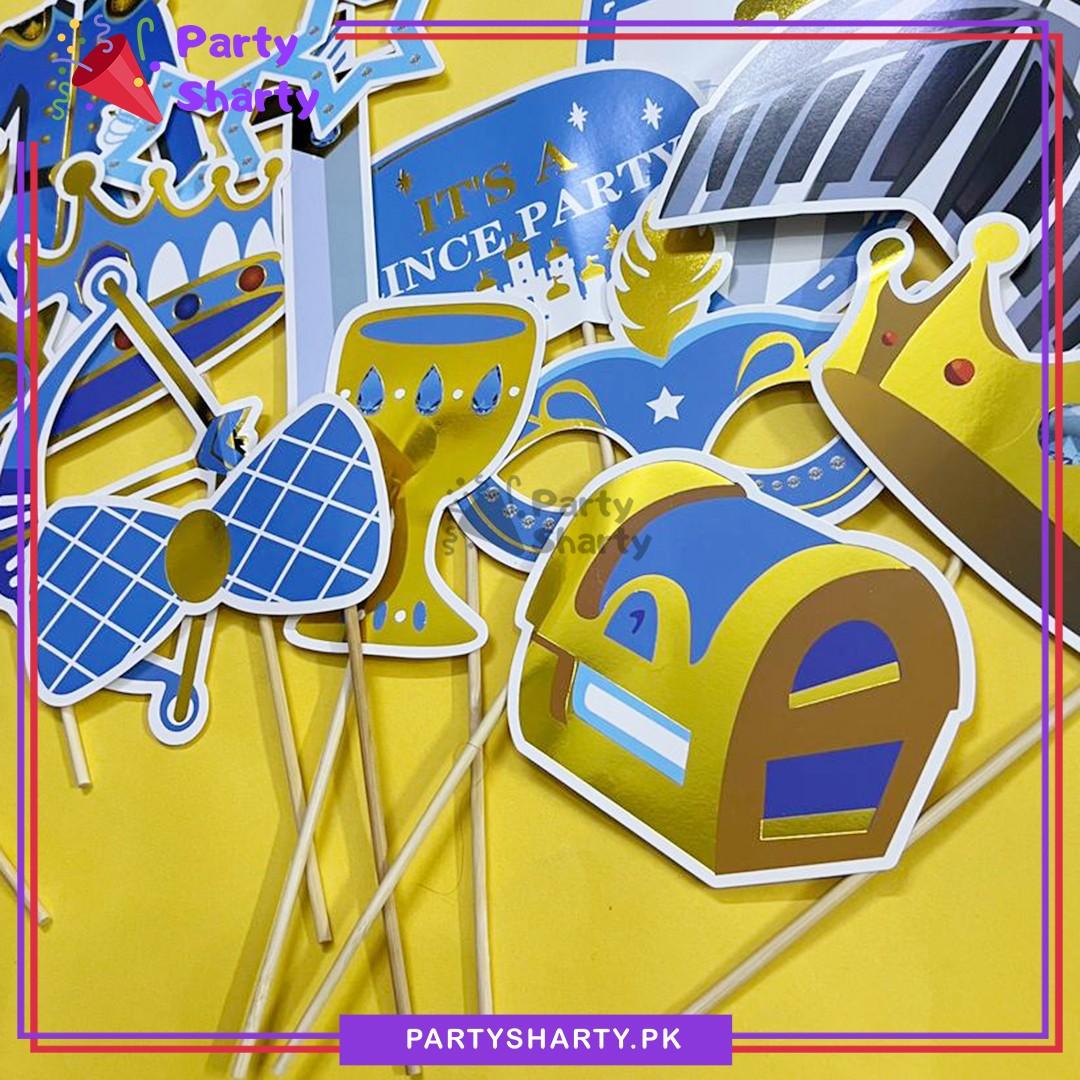 15pcs Royal Prince Theme Party Photo Props For Royal Prince Theme Party Celebration