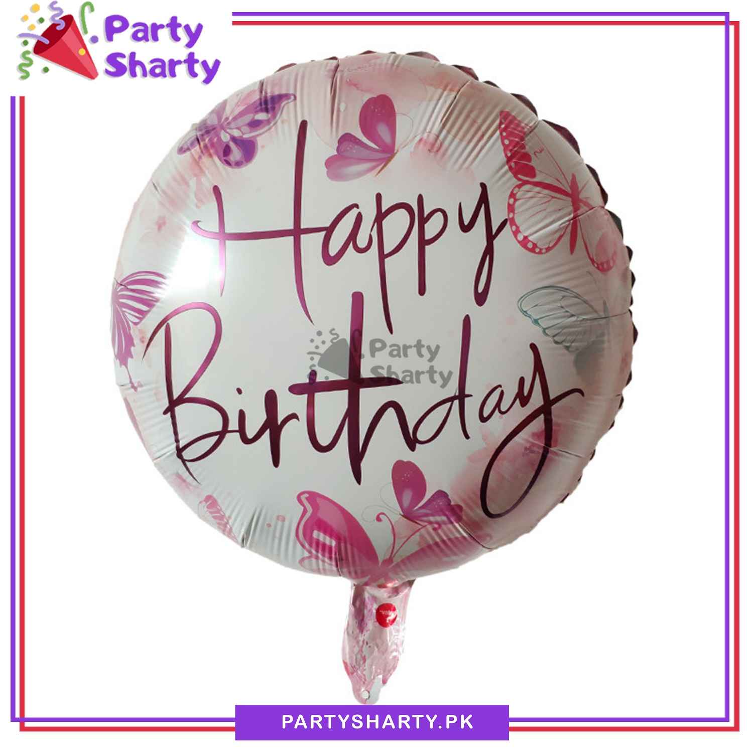 18inch Butterfly Design Happy Birthday Round Shaped Foil Balloon For Birthday Party Decoration and Celebration