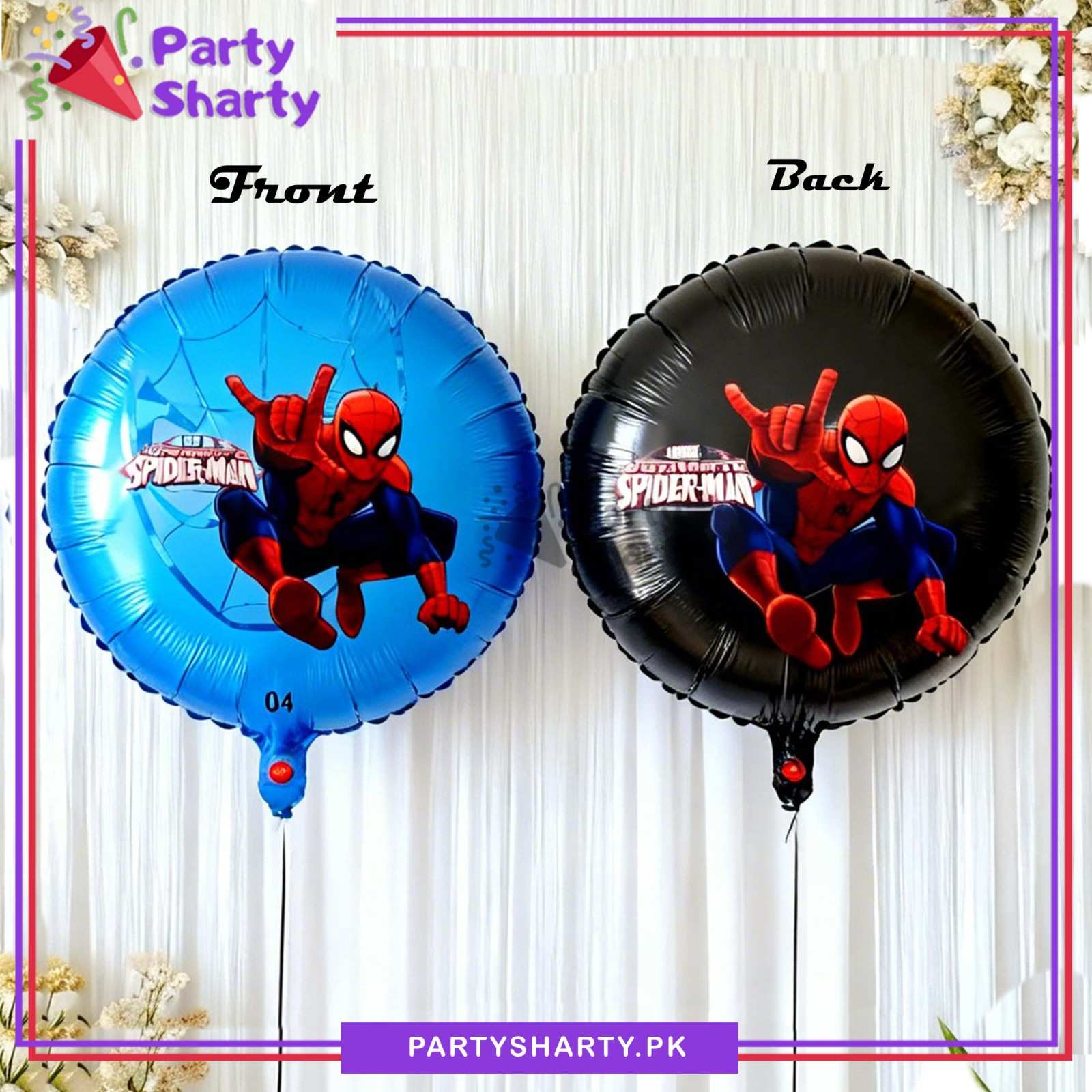 18inches Spiderman Double Side Printed Round Foil Balloon for Spiderman Theme Decoration