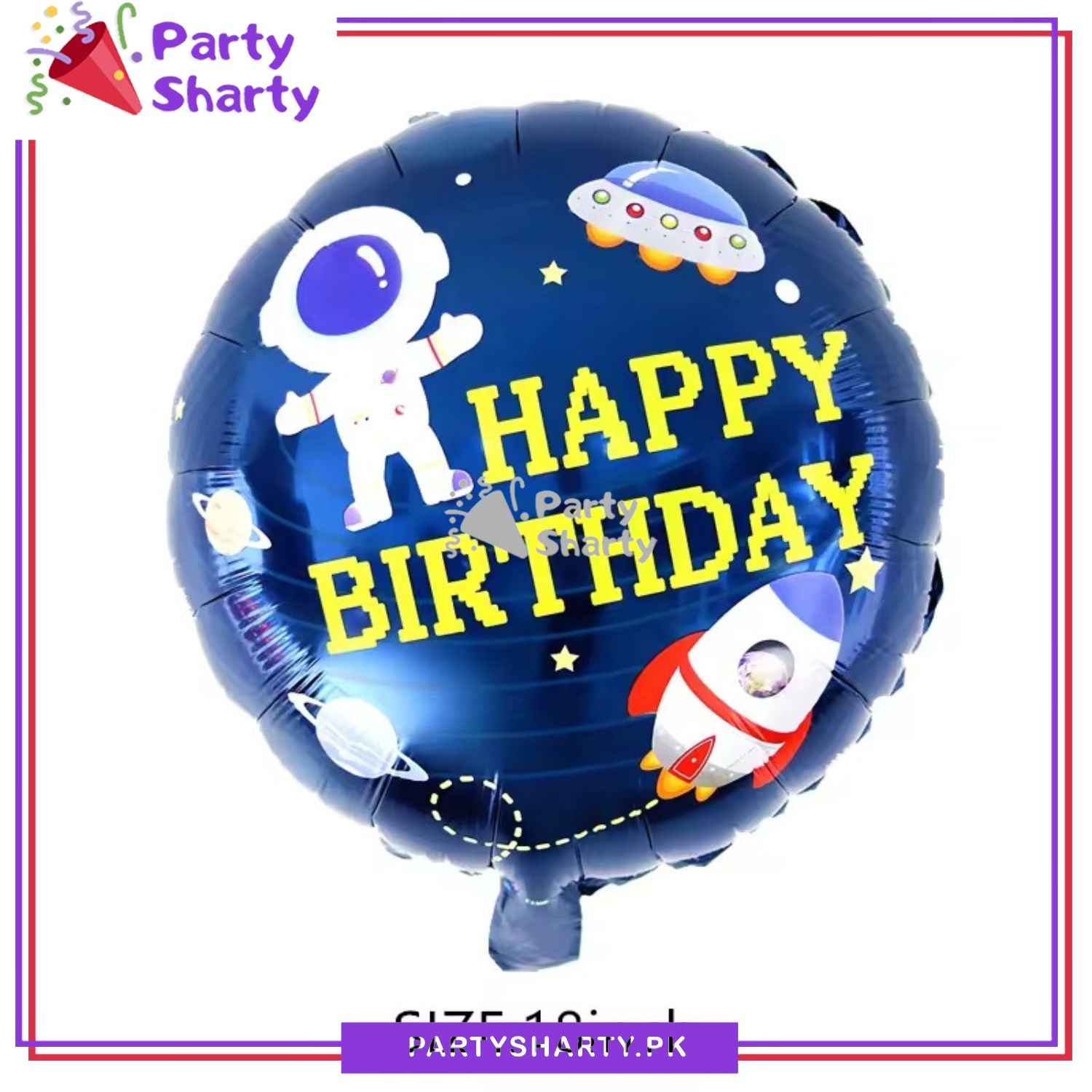 18inches Happy Birthday Astronaut / Spaceman Shaped Round Foil Balloon For Space Birthday Party Theme