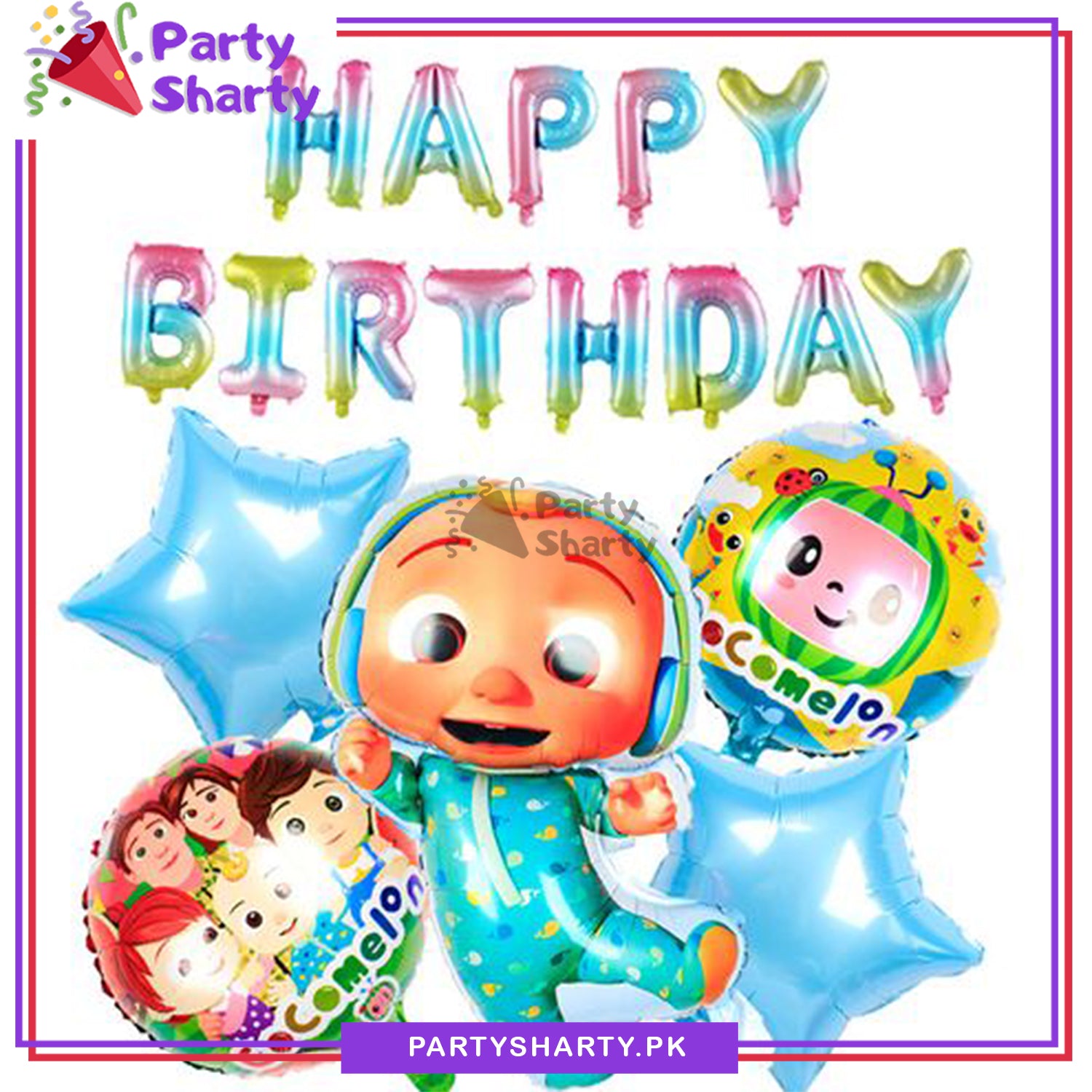 18pcs/set Happy Birthday Cocomelon Theme JJ Boy Foil Balloons For Birthday Party Decoration and Celebration