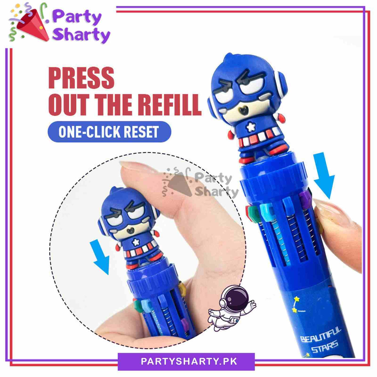 1pc 10 Color Captain America Theme Pen For Super Hero Theme Giveaway