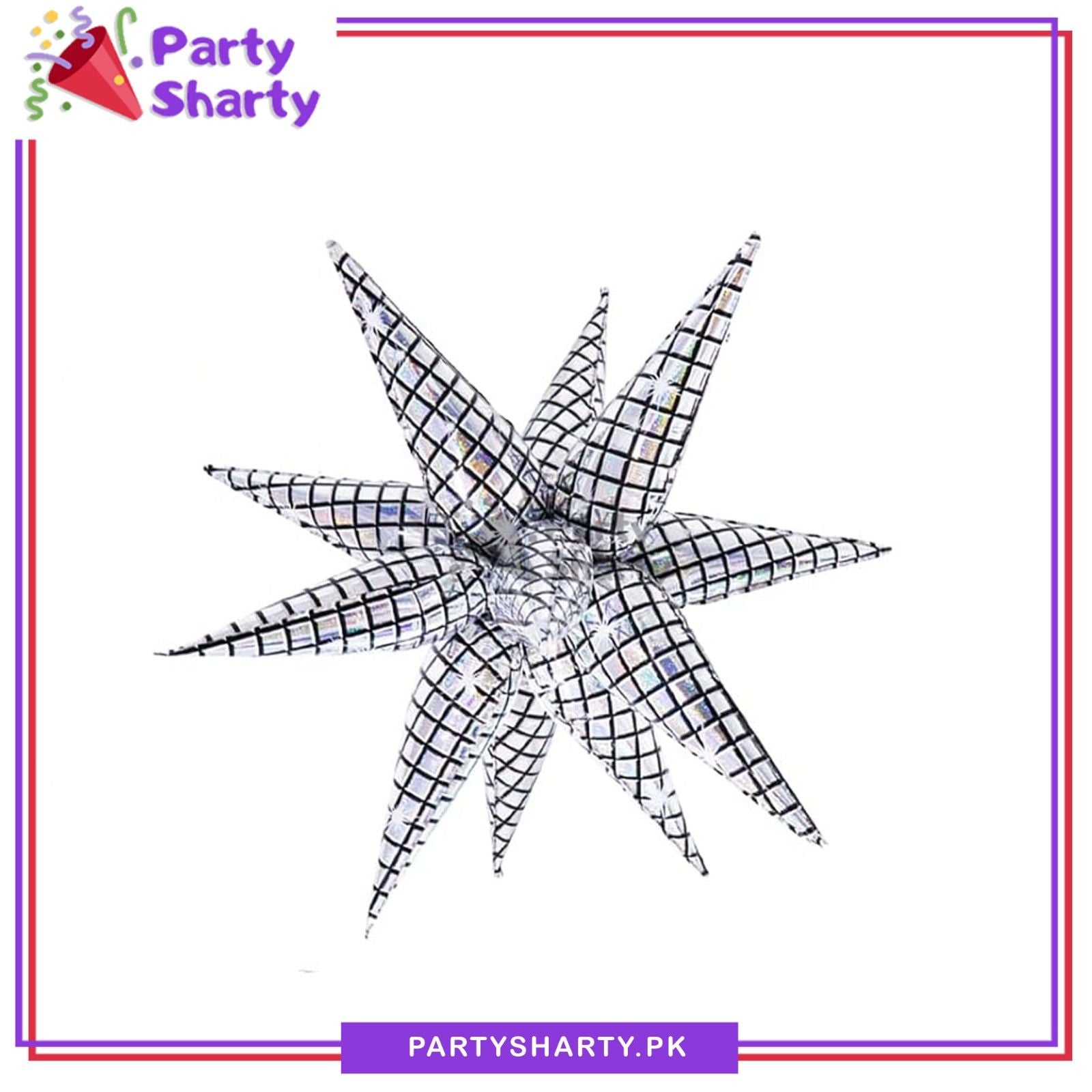 1pc 22inch Disco Silver Explosion Star Shaped Foil Balloon For Party Decoration