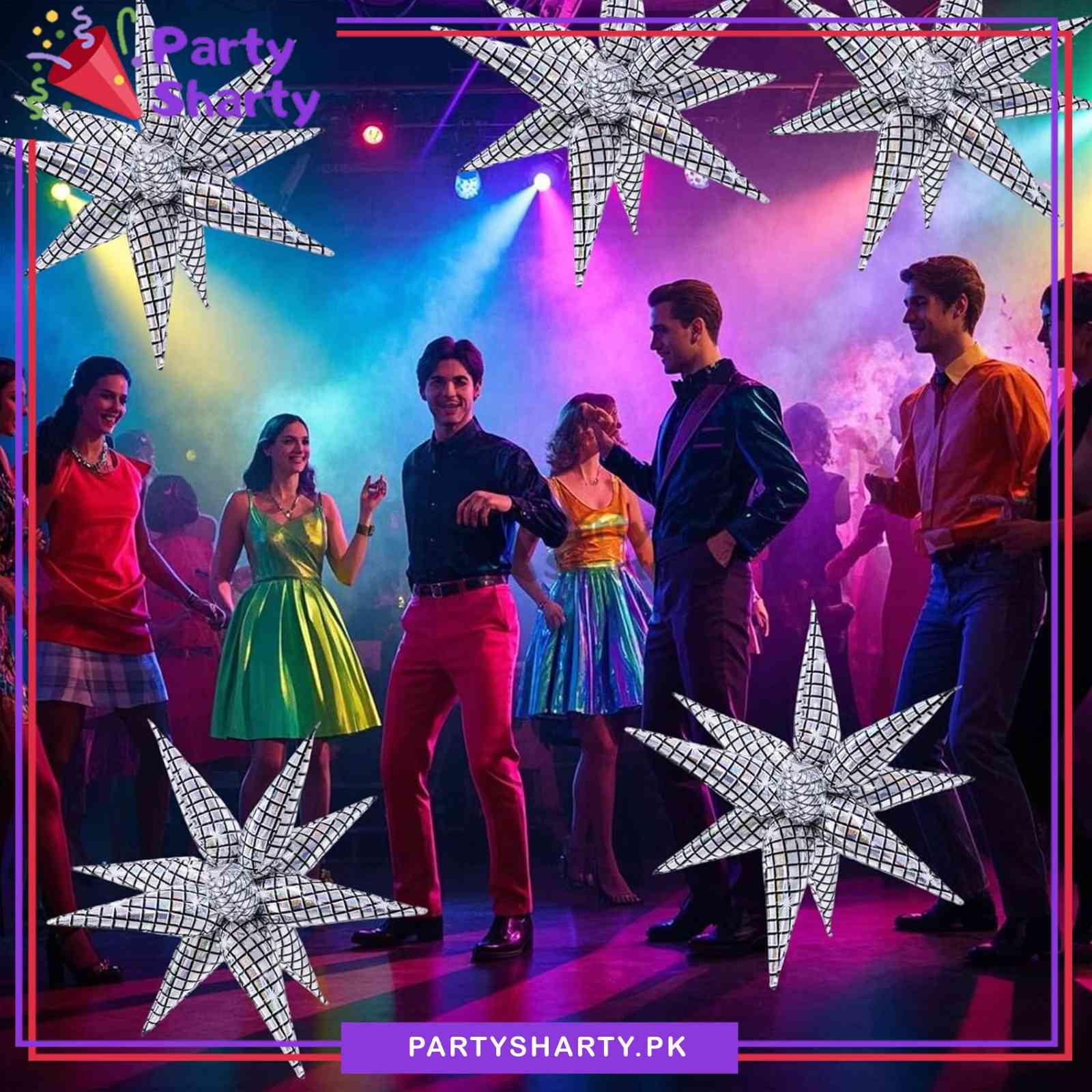 1pc 22inch Disco Silver Explosion Star Shaped Foil Balloon For Party Decoration