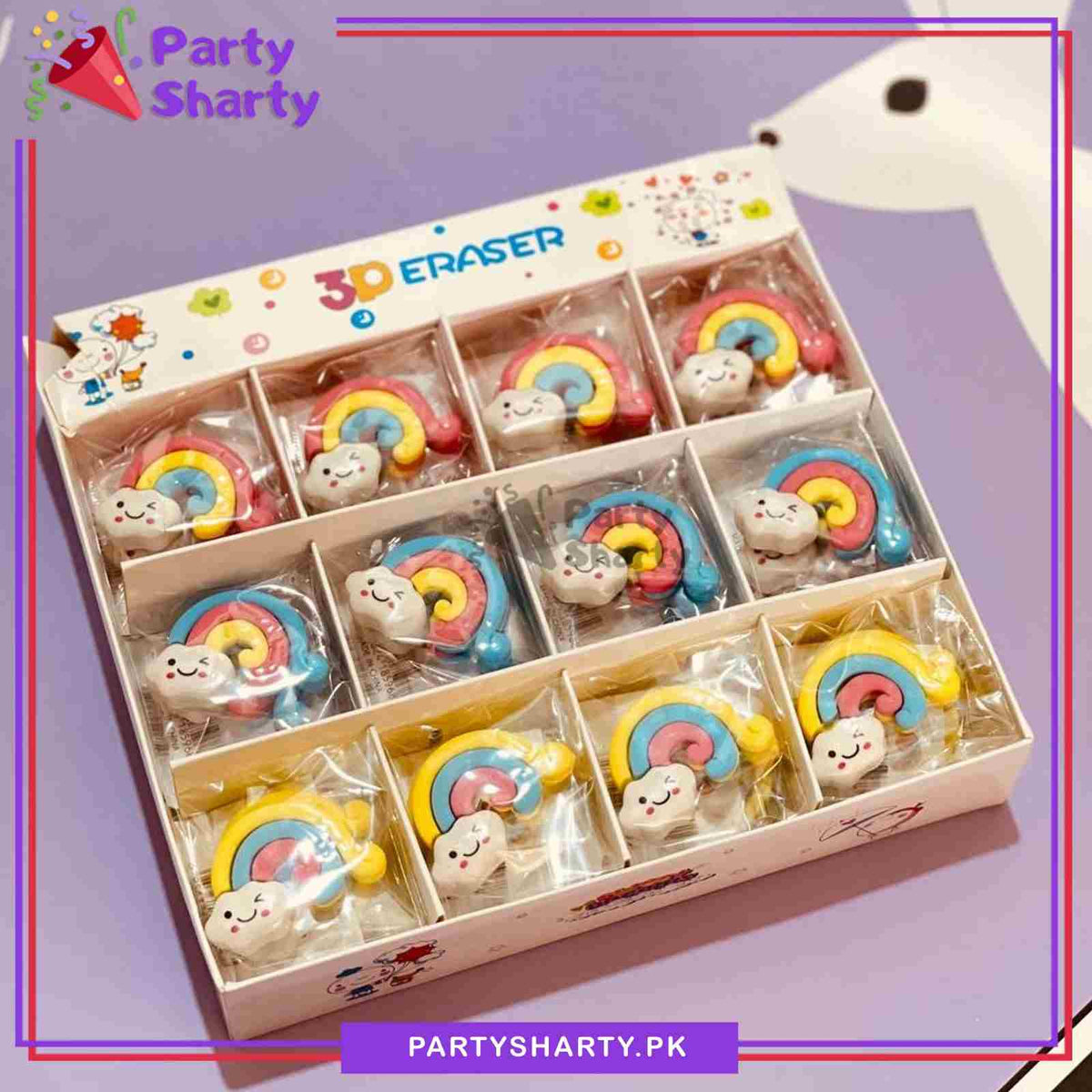 1pc 3D Colorful Rainbow Cloud Theme Fancy Eraser For Rainbow Theme Giveaways