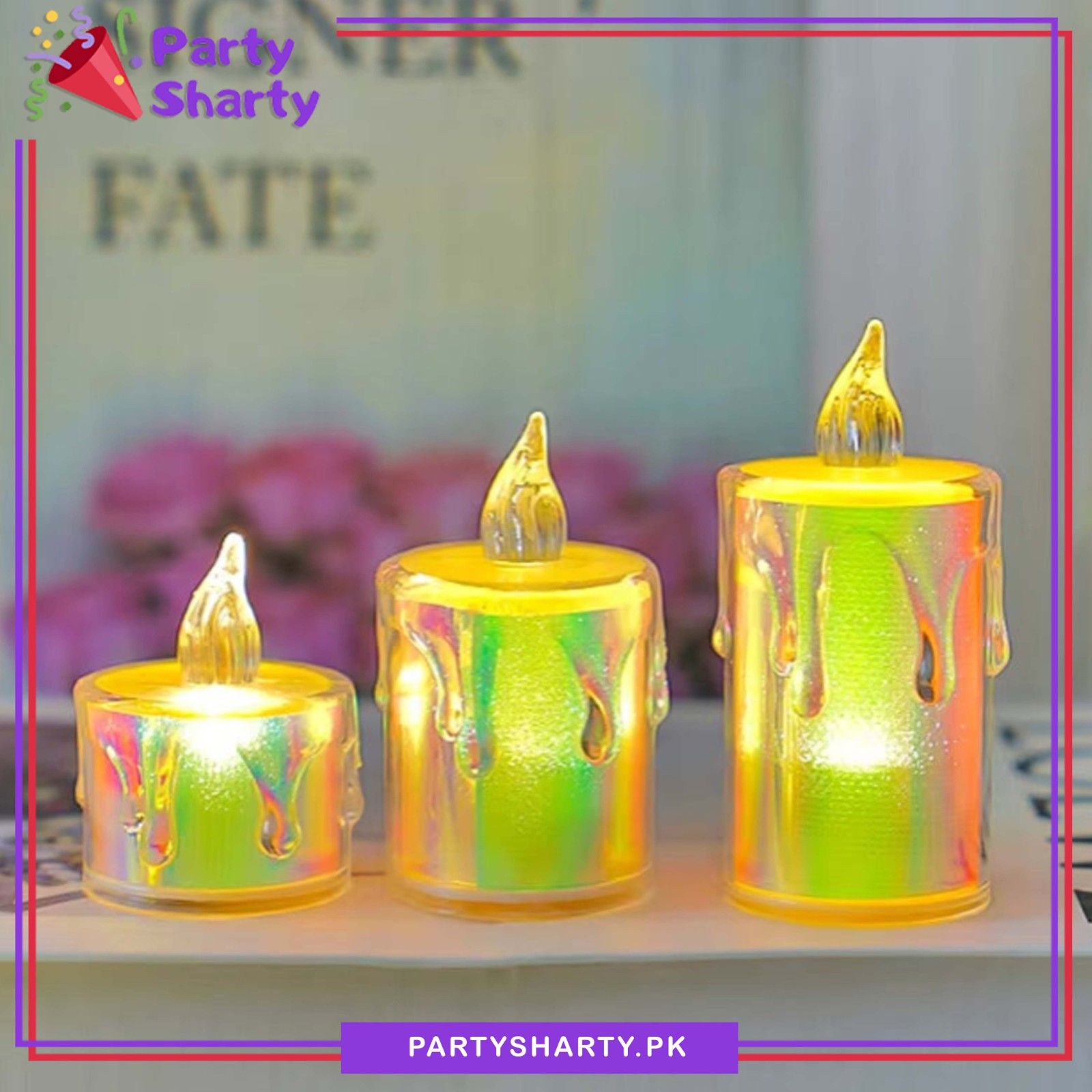 1pc Crystal Holographic Rainbow LED Candle Shaped Warm Light For Birthday Party Candle Light Dinner Decoration
