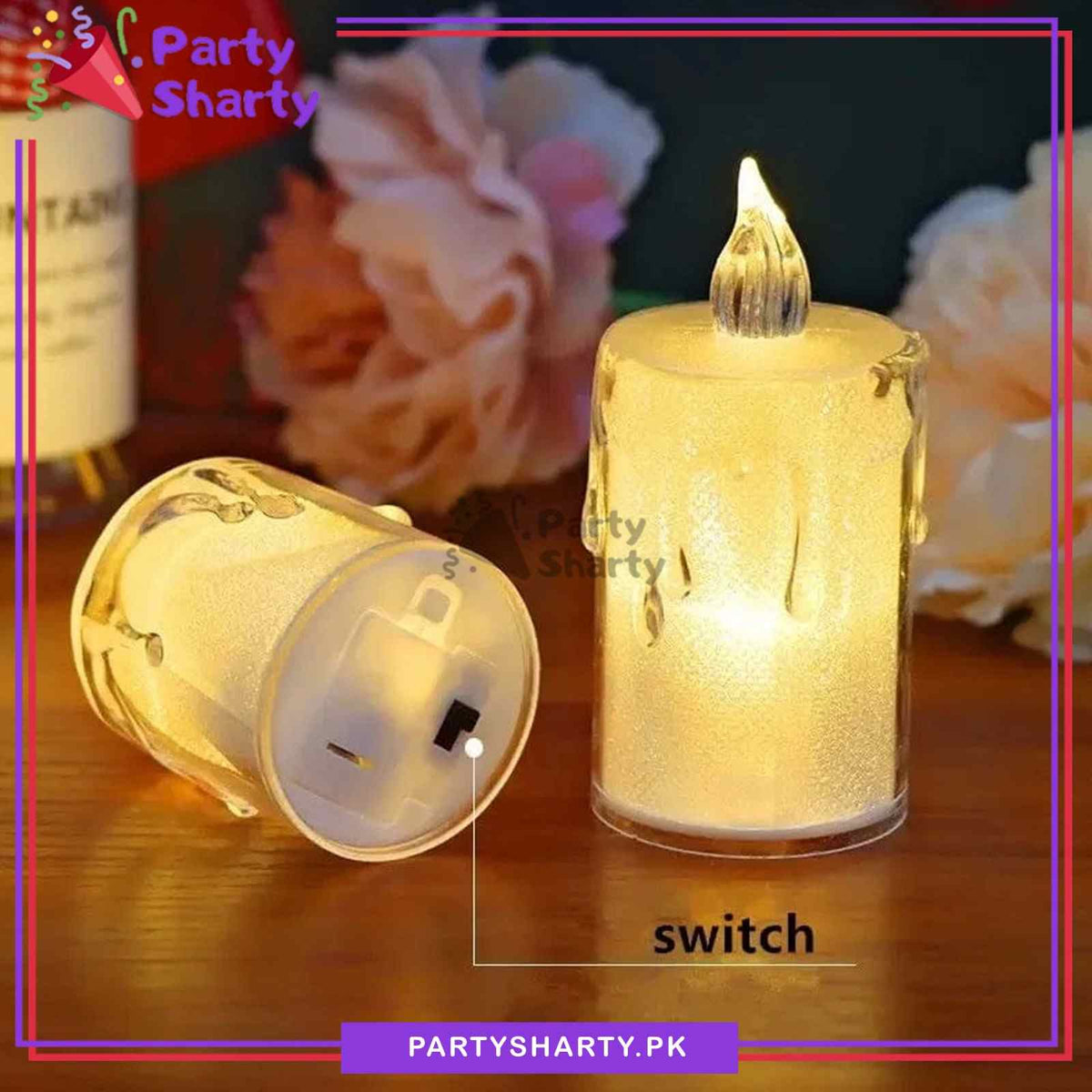 1pc Large Size Crystal LED Candle With Flameless Warm Light For Birthday Party Candle Light Dinner Decoration