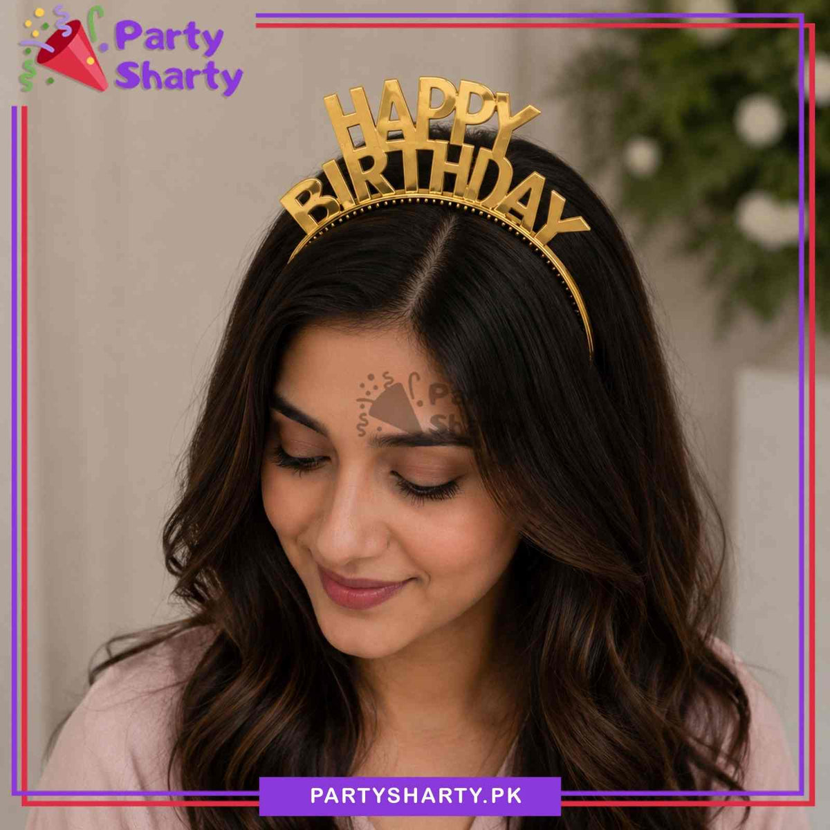 1pc Happy Birthday Shiny Plastic Hair band For Birthday Party Celebration