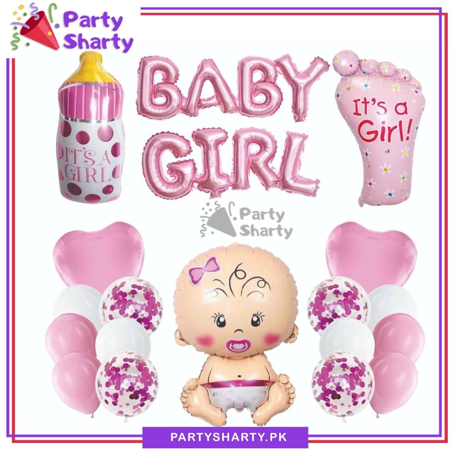 20pcs Baby Girl Theme Set for Welcome Baby Decoration & Celebration