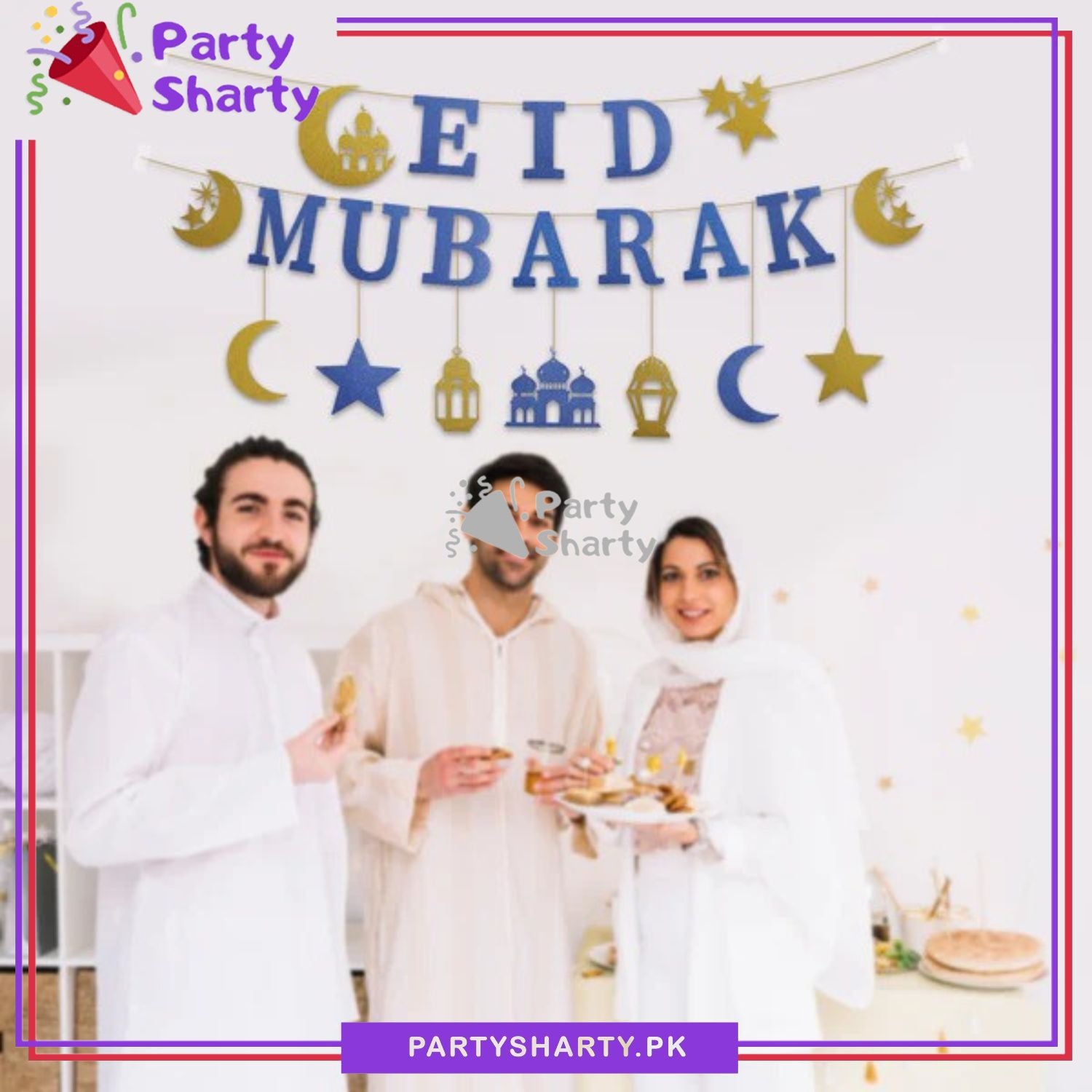 21pcs/Set Eid Mubarak Card Banner Bunting For Eid Celebration and Decoration