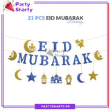 21pcs/Set Eid Mubarak Card Banner Bunting For Eid Celebration and Decoration