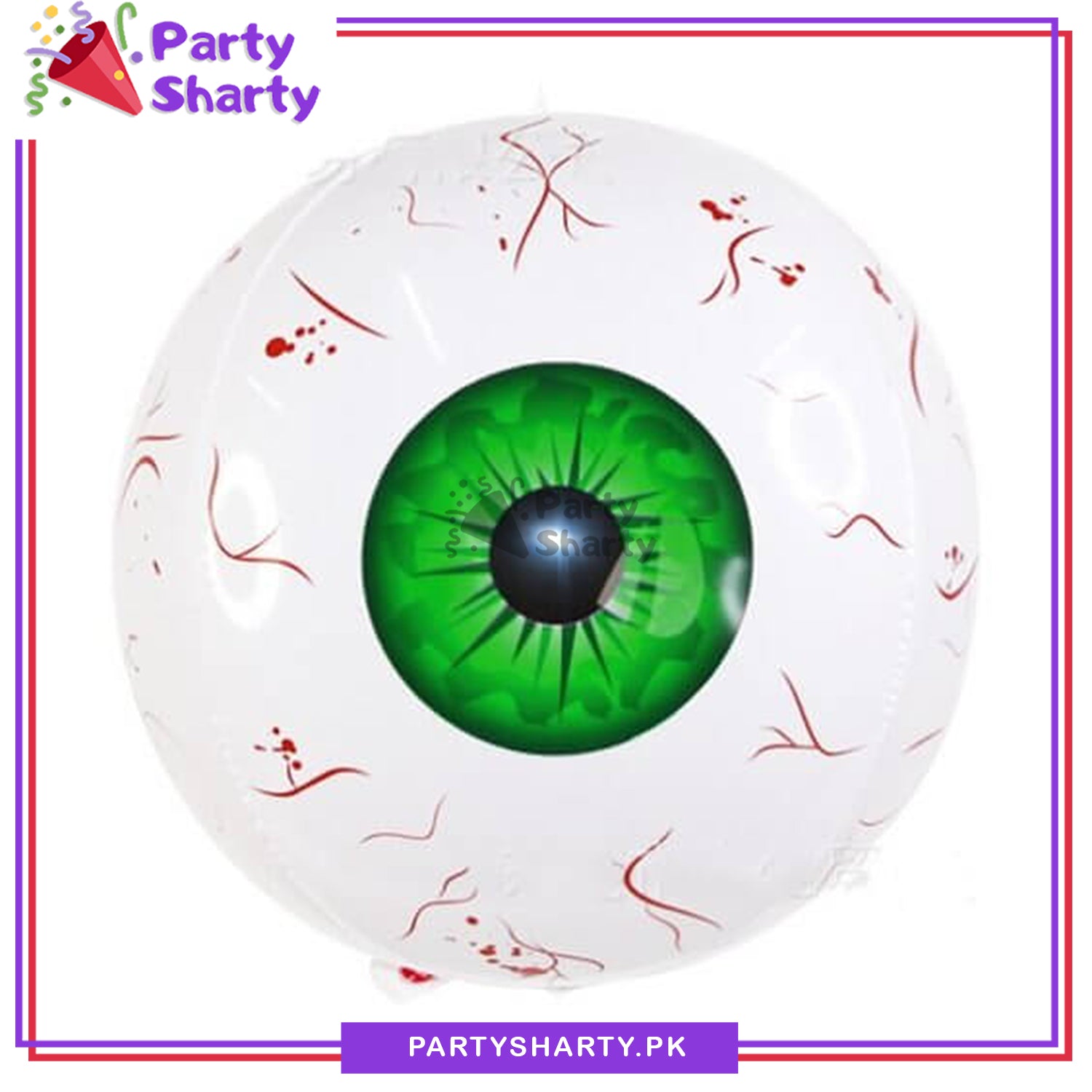 22 Inch 4D Jumbo Scary Halloween Eyeball ORBZ Foil Balloon - Green