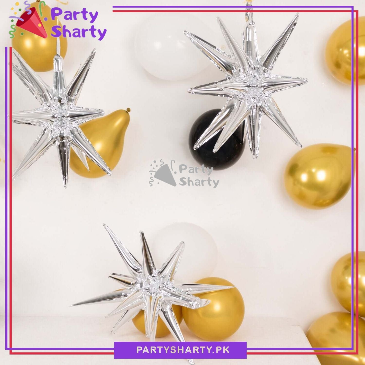 22inches Silver Exploding Stars Foil Balloon Birthday Party Wedding Decorations