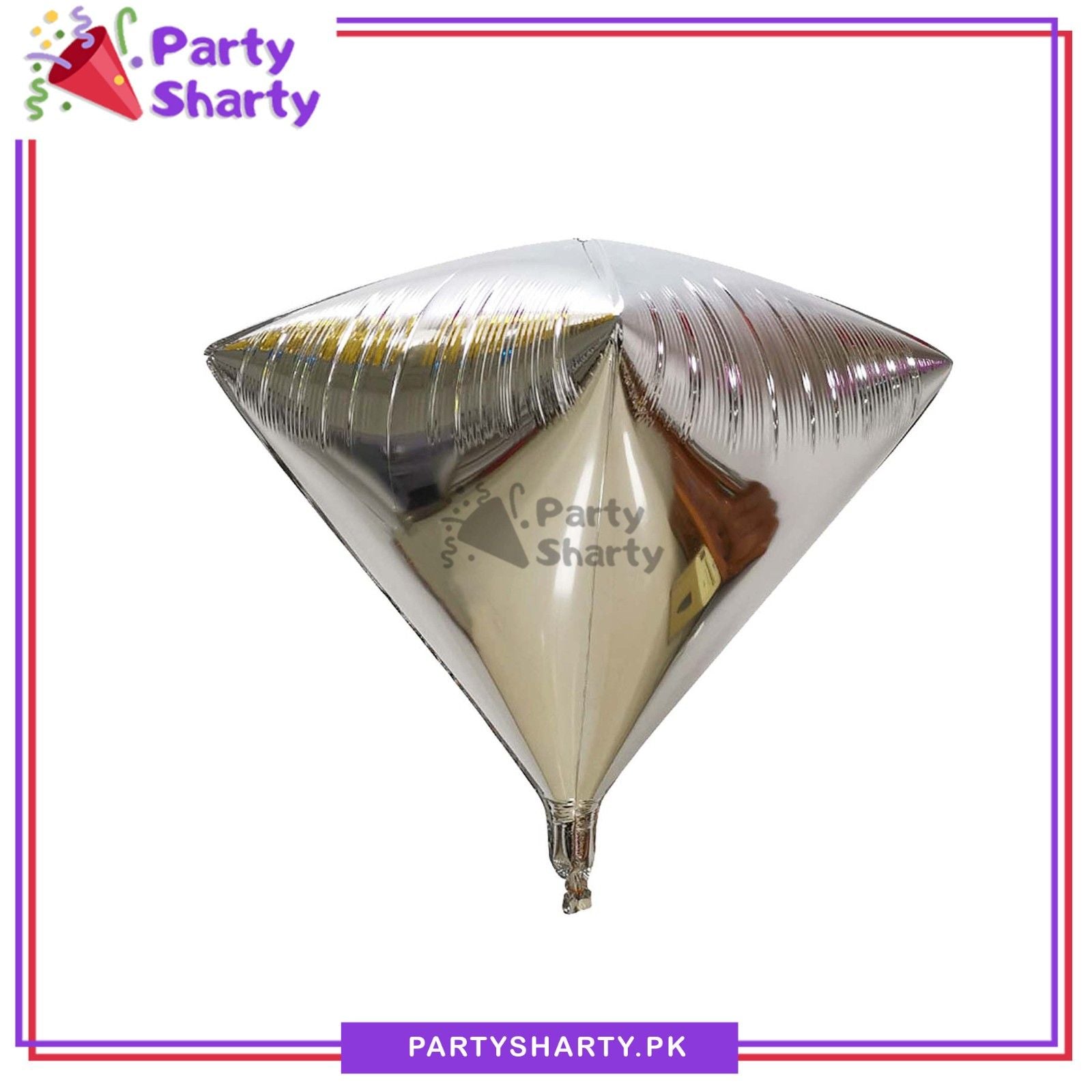 24inches Silver Diamond Shaped Orbz Foil Balloon For Birthday & Party Decoration