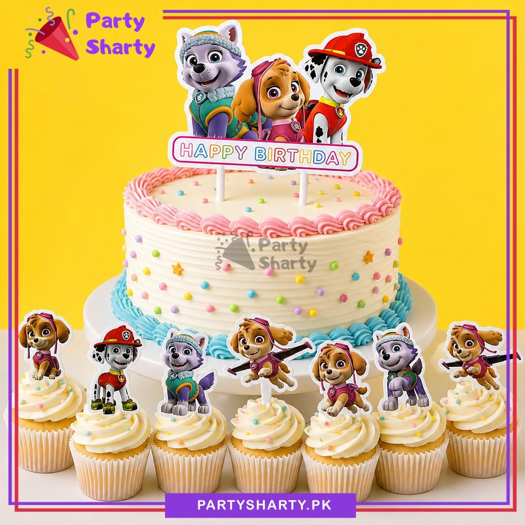 24pcs Paw Patrol Cake & Cup Cake Toppers set for Paw Patrol Theme Birthday Decoration & Celebration