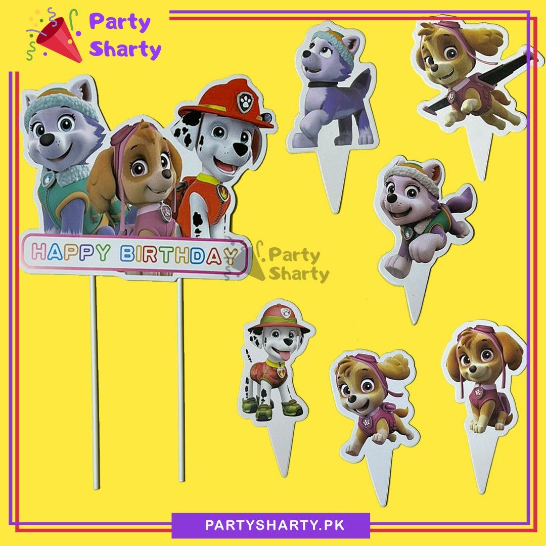 24pcs Paw Patrol Cake & Cup Cake Toppers set for Paw Patrol Theme Birthday Decoration & Celebration