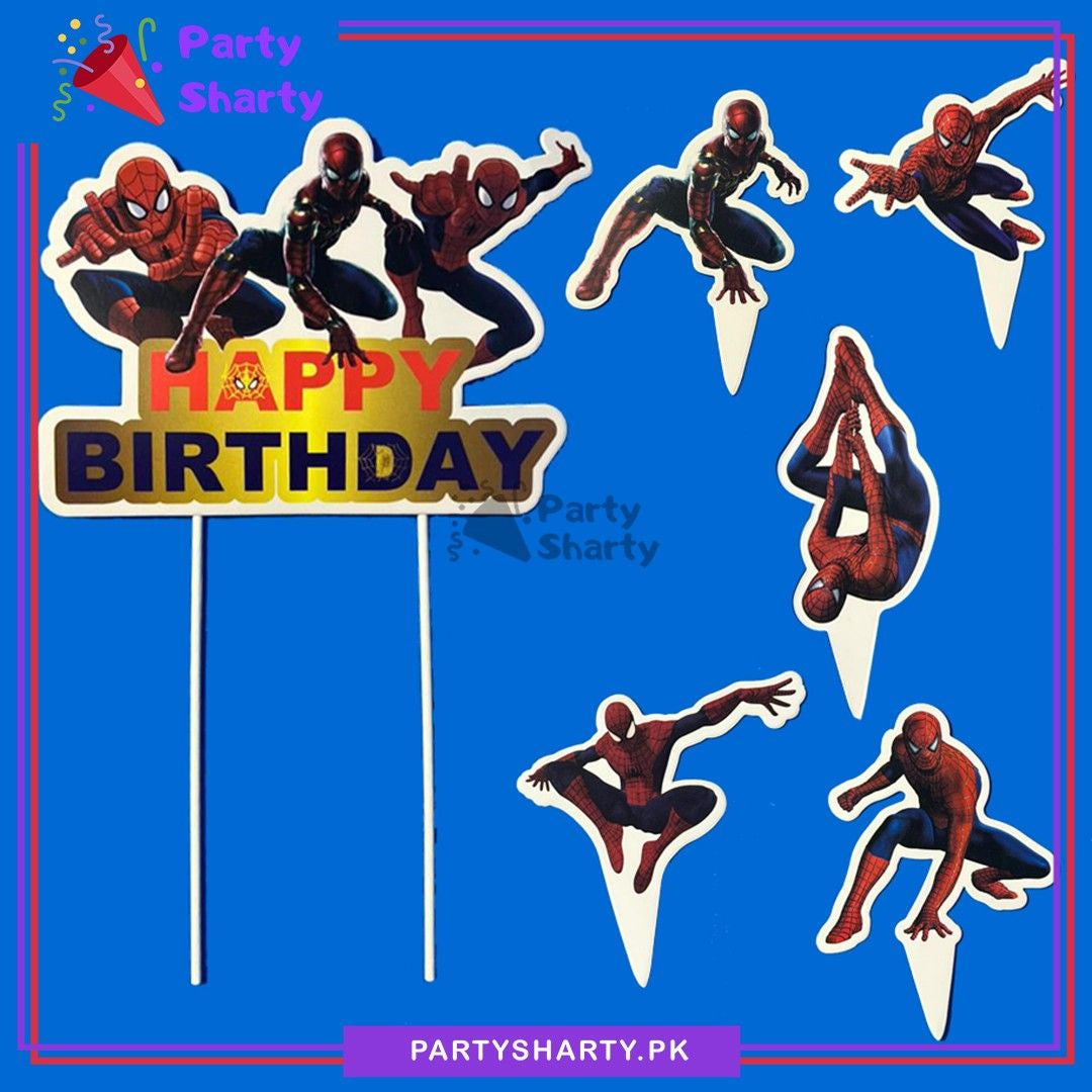 25pcs Spiderman Cake & Cup Cake Toppers set for Spiderman Theme Birthday Decoration & Celebration
