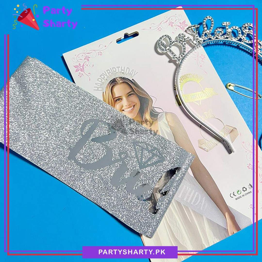 2pcs/Set Bride To Be Plastic Hair Band with Bride to be Glitter Sash For Bridal Shower Party Celebration