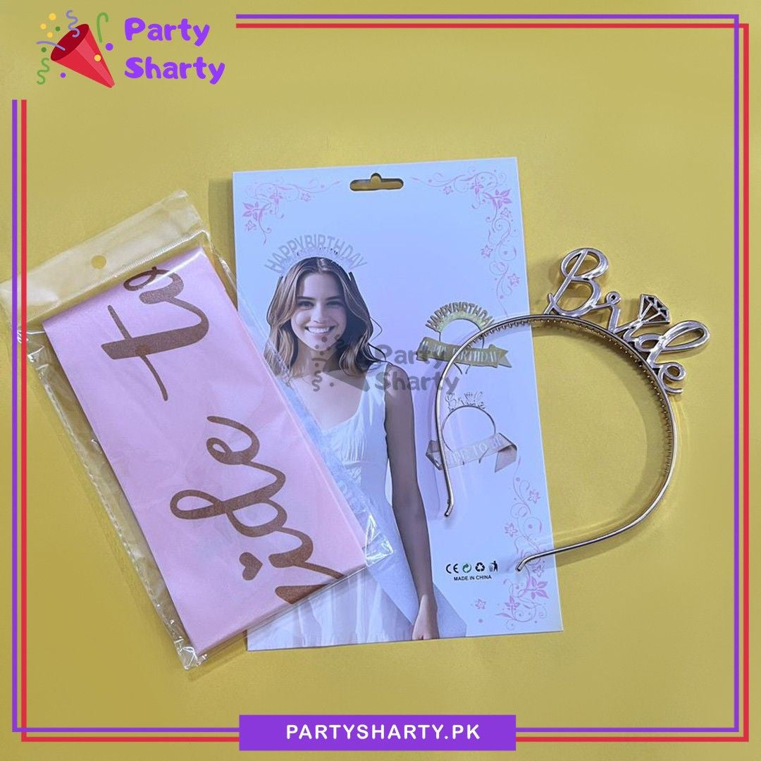 2pcs/Set Bride Plastic Hair Band with Bride to be Sash For Bridal Shower Party Celebration