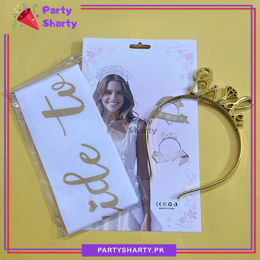 2pcs/Set Bride Plastic Hair Band with Bride to be Sash For Bridal Shower Party Celebration