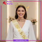 2pcs/Set Bride To Be Plastic Hair Band with Bride to be Glitter Sash For Bridal Shower Party Celebration