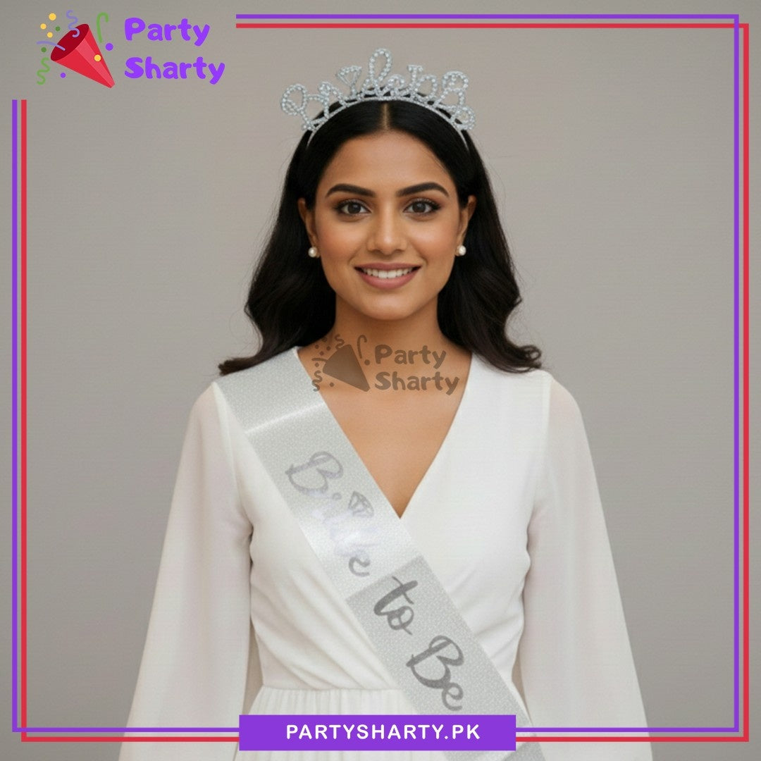 2pcs/Set Bride To Be Plastic Hair Band with Bride to be Glitter Sash For Bridal Shower Party Celebration