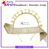 2pcs/Set Happy Birthday Glittered Sash with Rhinestones Hairband For Birthday Party Event and Celebration
