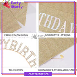 2pcs/Set Happy Birthday Glittered Sash with Rhinestones Hairband For Birthday Party Event and Celebration