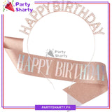 2pcs/Set Happy Birthday Glittered Sash with Rhinestones Hairband For Birthday Party Event and Celebration