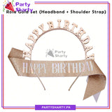 2pcs/Set Happy Birthday Glittered Sash with Rhinestones Hairband For Birthday Party Event and Celebration