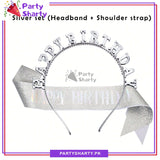 2pcs/Set Happy Birthday Glittered Sash with Rhinestones Hairband For Birthday Party Event and Celebration