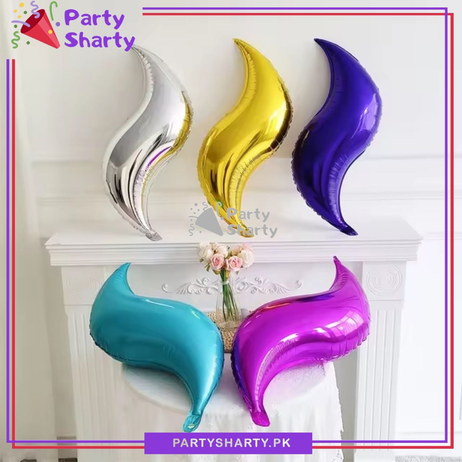 2pcs Mermaid Tail S-shaped Foil Balloon For Mermaid Theme Party Decoration
