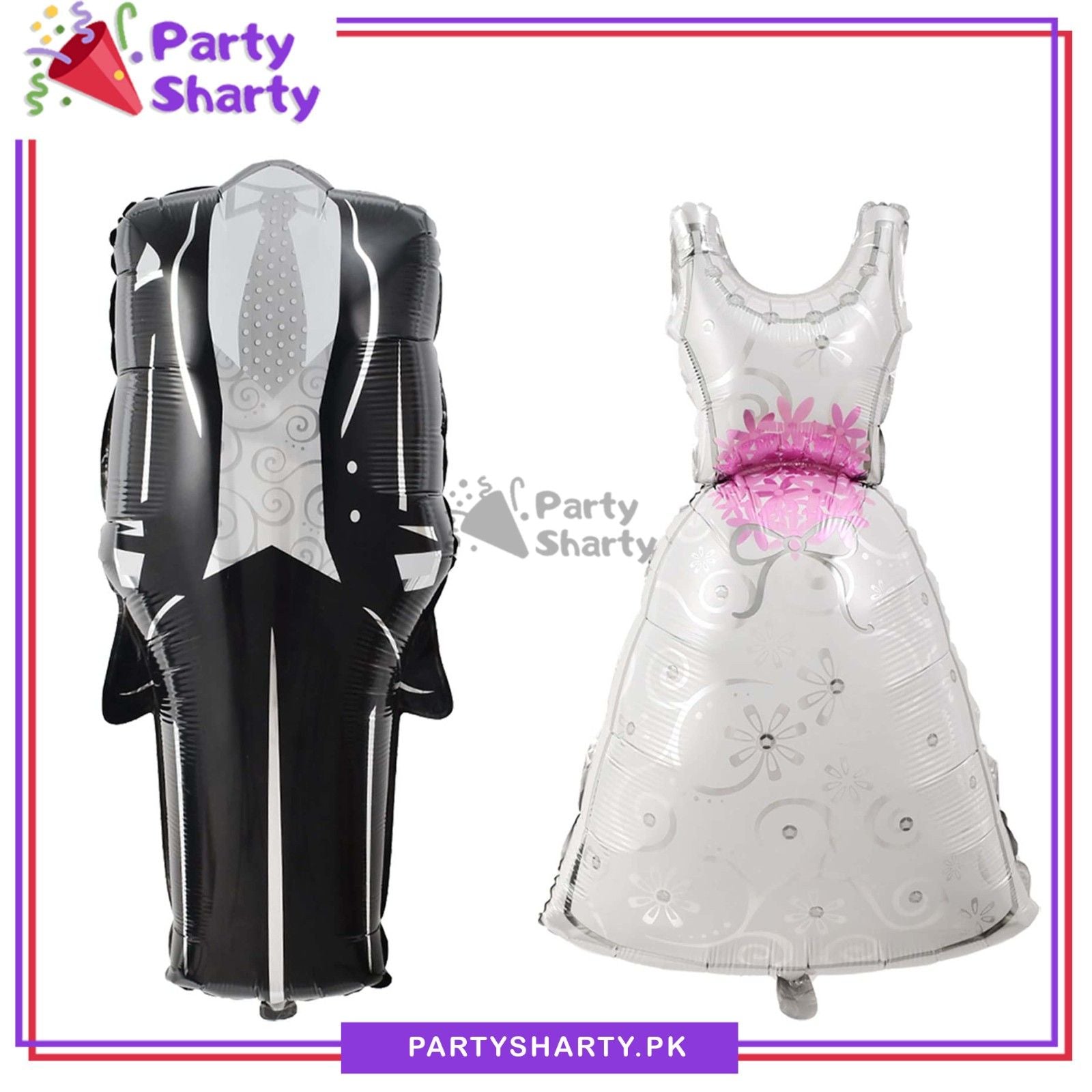 2pcs/set Bride & Groom Shaped Foil Balloons set For Wedding Party Decoration & Celebration