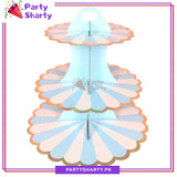 3-Tier Cupcake Stand, White Strip Pattern Cardboard Cupcake Holder Stand For Candyland Birthday Party Decoration and Celebration