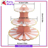3-Tier Cupcake Stand, White Strip Pattern Cardboard Cupcake Holder Stand For Candyland Birthday Party Decoration and Celebration