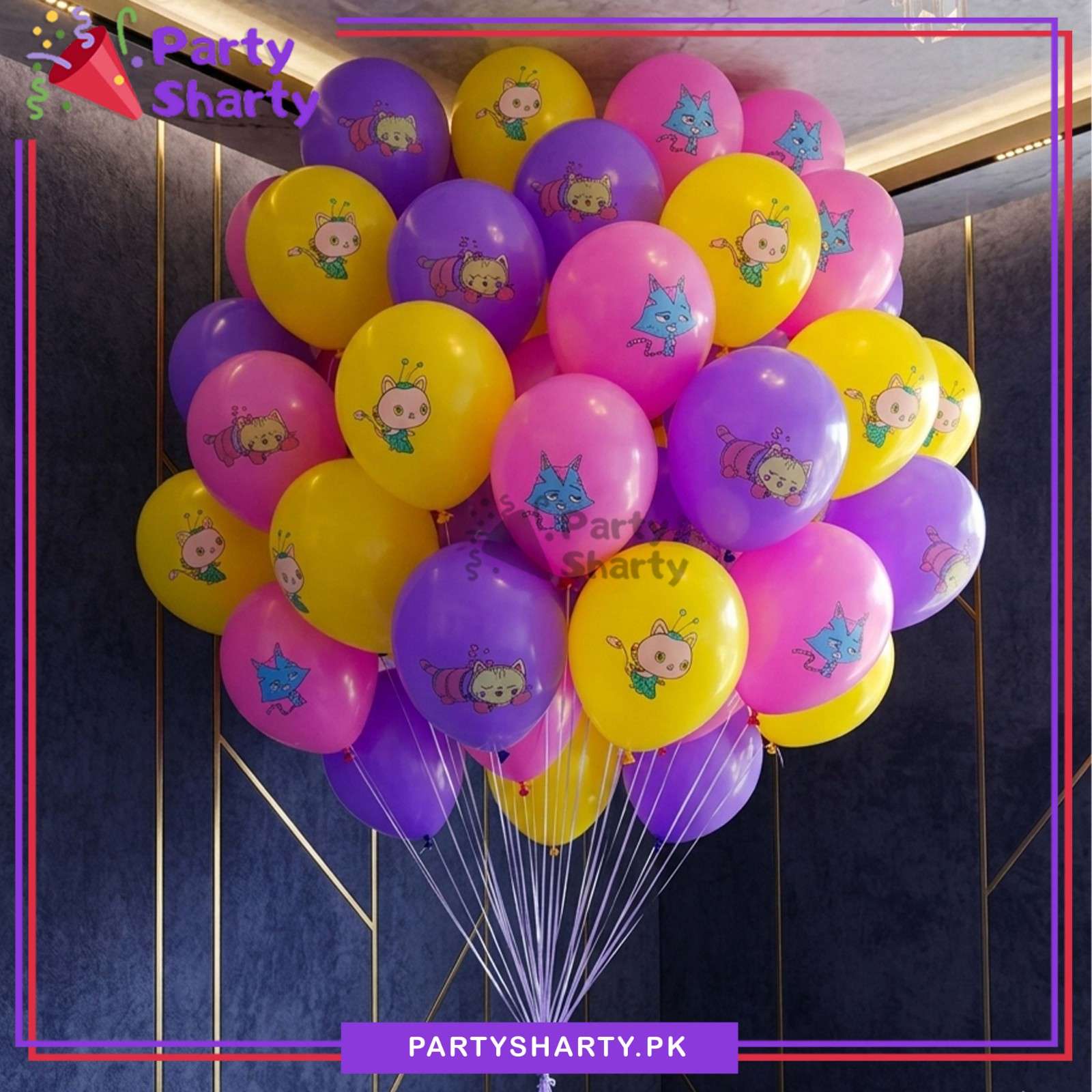 30pcs/Set Gabbys Doll Cat Character Printed & Plain Latex Balloons for Gabbys Doll Theme Decoration