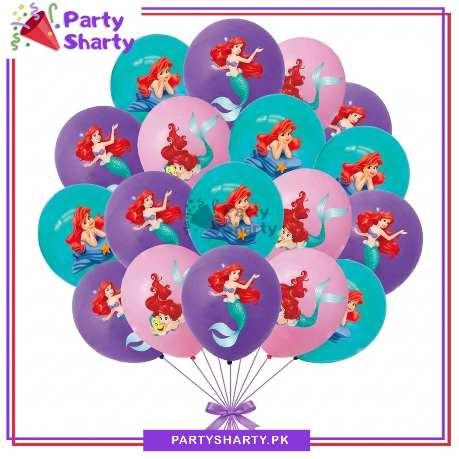 30pcs/Set Mermaid Character Printed & Plain Latex Balloons for Mermaid Theme Decoration