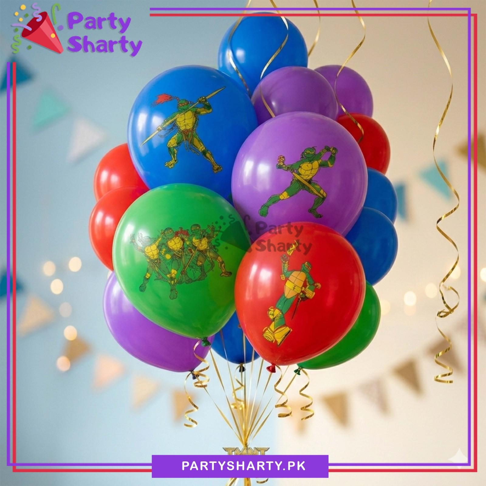 30pcs Ninja Turtle Character Printed & Plain Latex Balloons for Ninja Theme Decoration