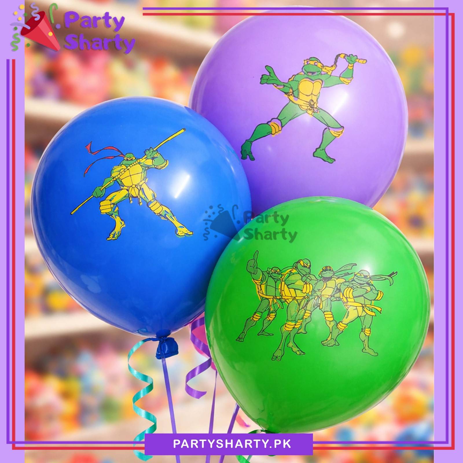 30pcs Ninja Turtle Character Printed & Plain Latex Balloons for Ninja Theme Decoration