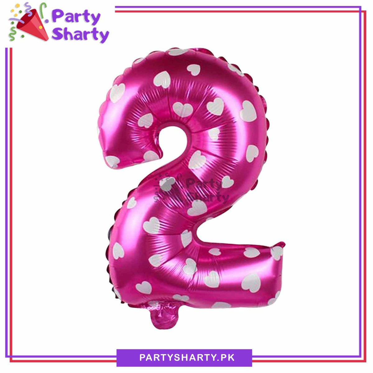32inches Pink Number With Mini Hearts Printed Foil Balloon For Party Decoration & Celebration