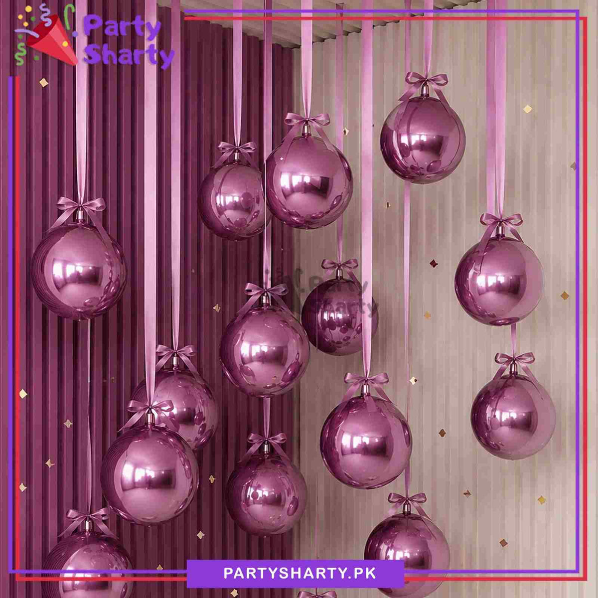 36pcs Light Pink Orbz Foil Balloons With Pink Ribbons Set For Birthday Party Celebration