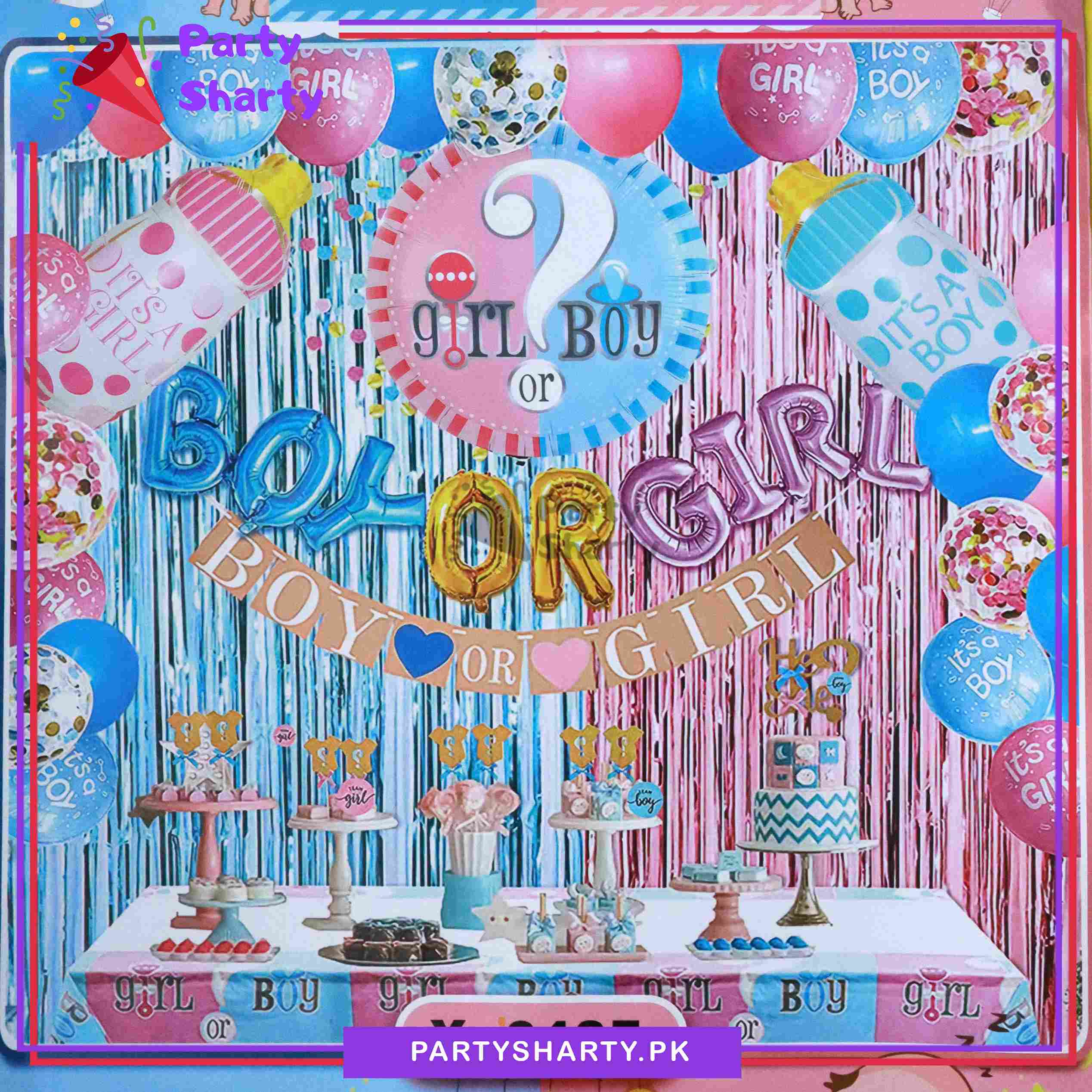 37pcs Girl or Boy Gender Reveal Theme Set For Gender Reveal Theme Decoration & Celebration