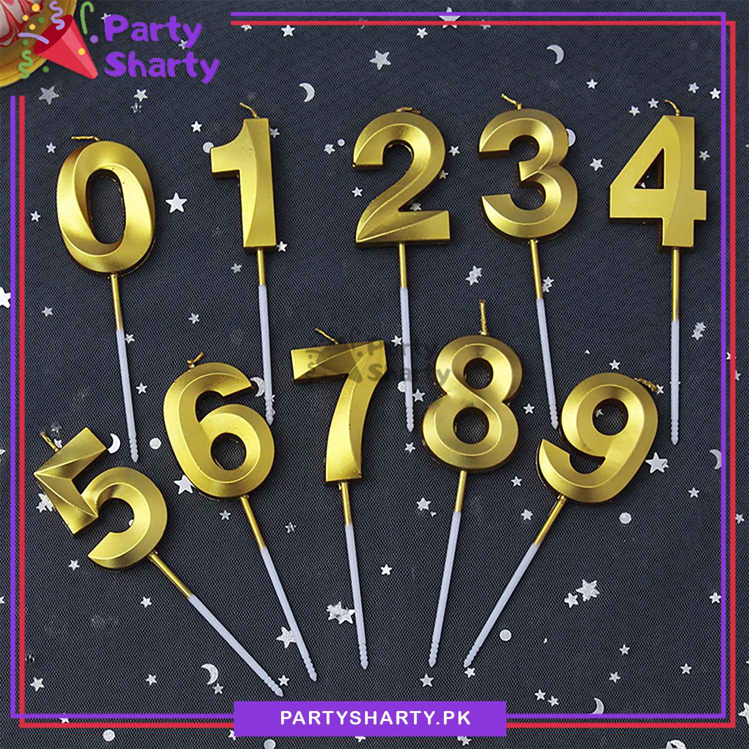 3D Number Candles Golden For Birthday, Anniversary Cake Decoration and Celebration