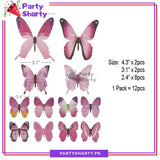 3D Butterfly Wall Sticker For Home & Event Decoration (Pack of 12)