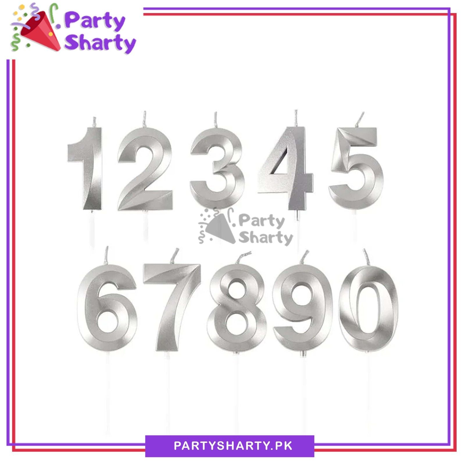 3D Number Candles Silver For Birthday, Anniversary Cake Decoration & Celebration