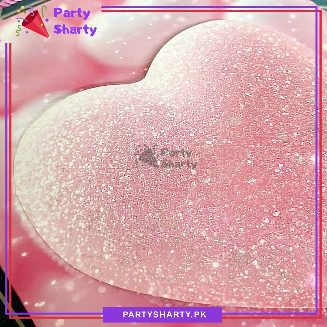 3D Glitter Heart Print Gift Bag For Birthday & Anniversary Gifts