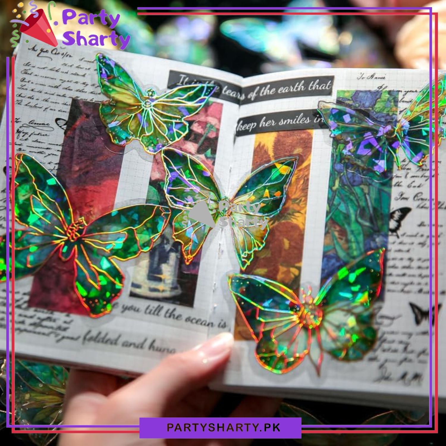 3D Ice Crystals Holographic Shiny Transparent Butterflies - Pack of 10 For Wall or Event Decoration