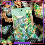 3D Ice Crystals Holographic Shiny Transparent Butterflies - Pack of 10 For Wall or Event Decoration